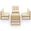 vidaXL 4 Piece Wood Garden Lounge Set in Brown/Cream