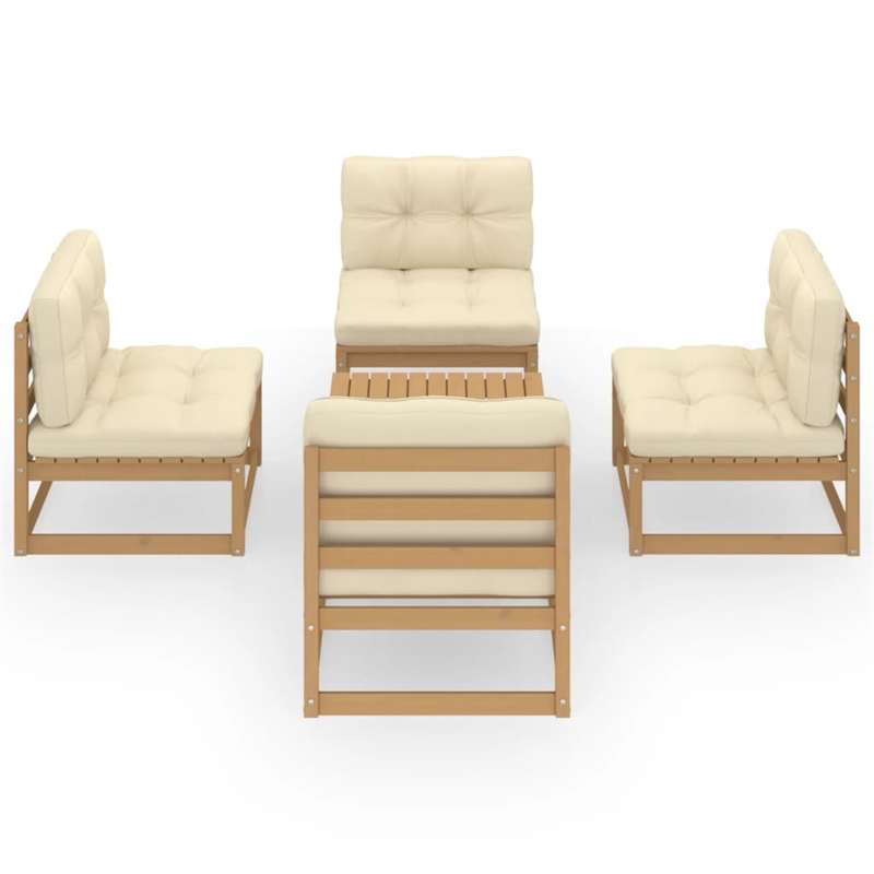 vidaXL 5 Piece Wood Garden Lounge Set in Brown