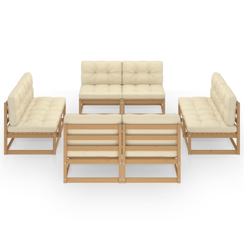 vidaXL 8 Piece Wood Garden Lounge Set in Brown/Cream