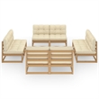 vidaXL 8 Piece Wood Garden Lounge Set in Brown/Cream