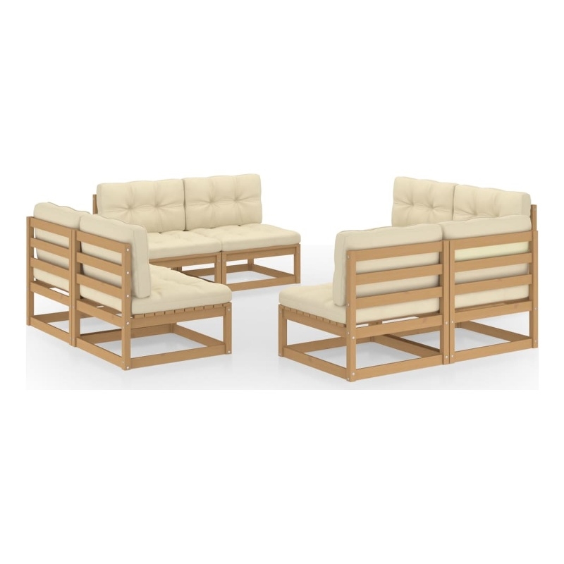 vidaXL 8 Piece Wood Garden Lounge Set in Brown/Cream