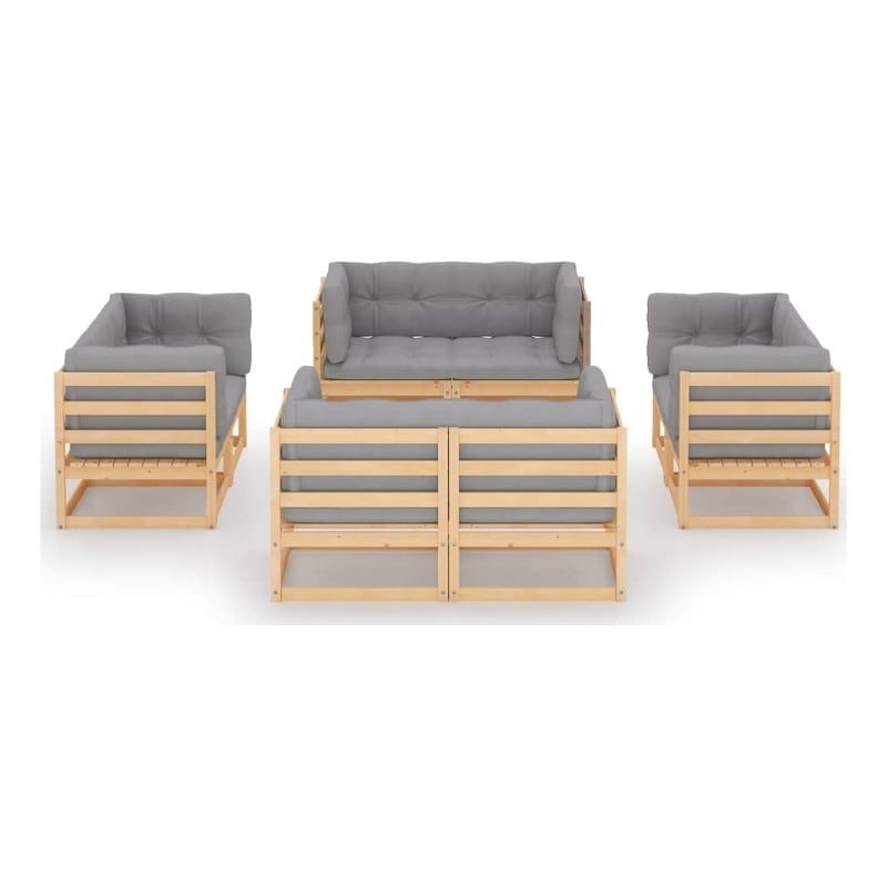 vidaXL 8 Piece Wood Large Garden Lounge Set