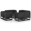 vidaXL 9 Piece Wood Garden Lounge Set in Black