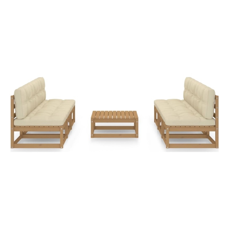 vidaXL 7 Piece Wood Medium Garden Lounge Set in Brown