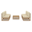 vidaXL 7 Piece Wood Medium Garden Lounge Set in Brown