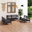 vidaXL 6 Piece Wood Medium Garden Lounge Set in Black