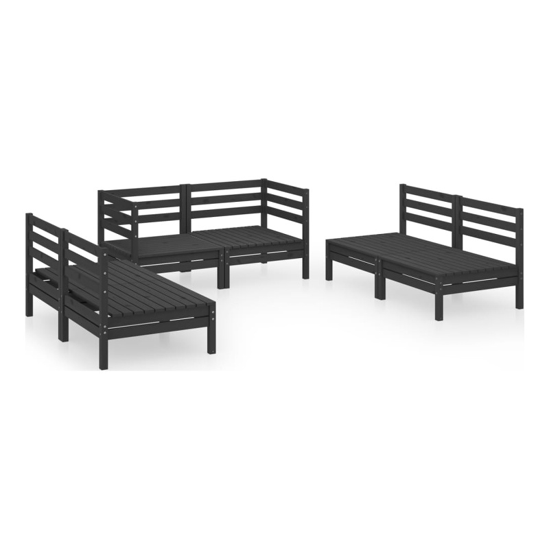vidaXL 6 Piece Wood Medium Garden Lounge Set in Black
