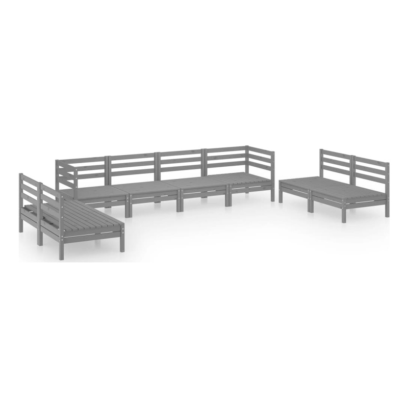 vidaXL 8 Piece Wood Standard Garden Lounge Set in Gray