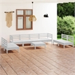 vidaXL 9 Piece Wood Medium Garden Lounge Set in White