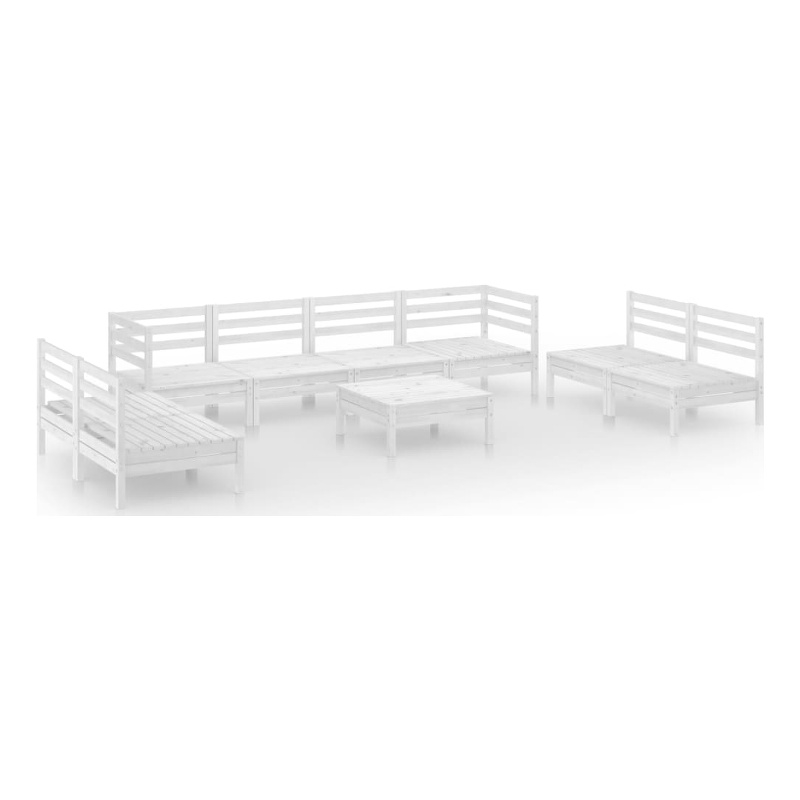 vidaXL 9 Piece Wood Medium Garden Lounge Set in White