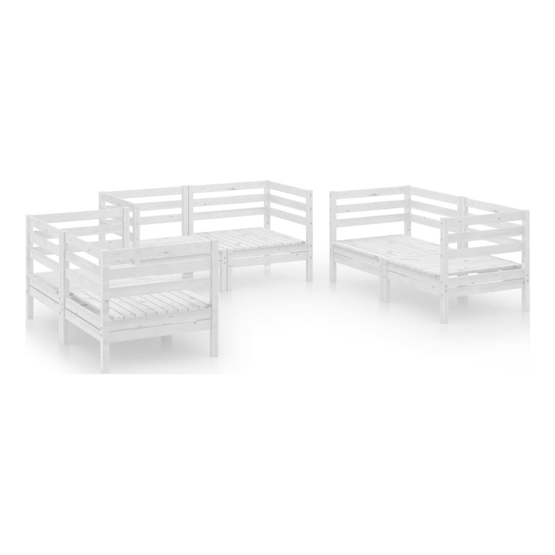 vidaXL 6 Piece Wood Small Garden Lounge Set in White