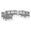 vidaXL 6 Piece Wood Medium Garden Lounge Set in Gray