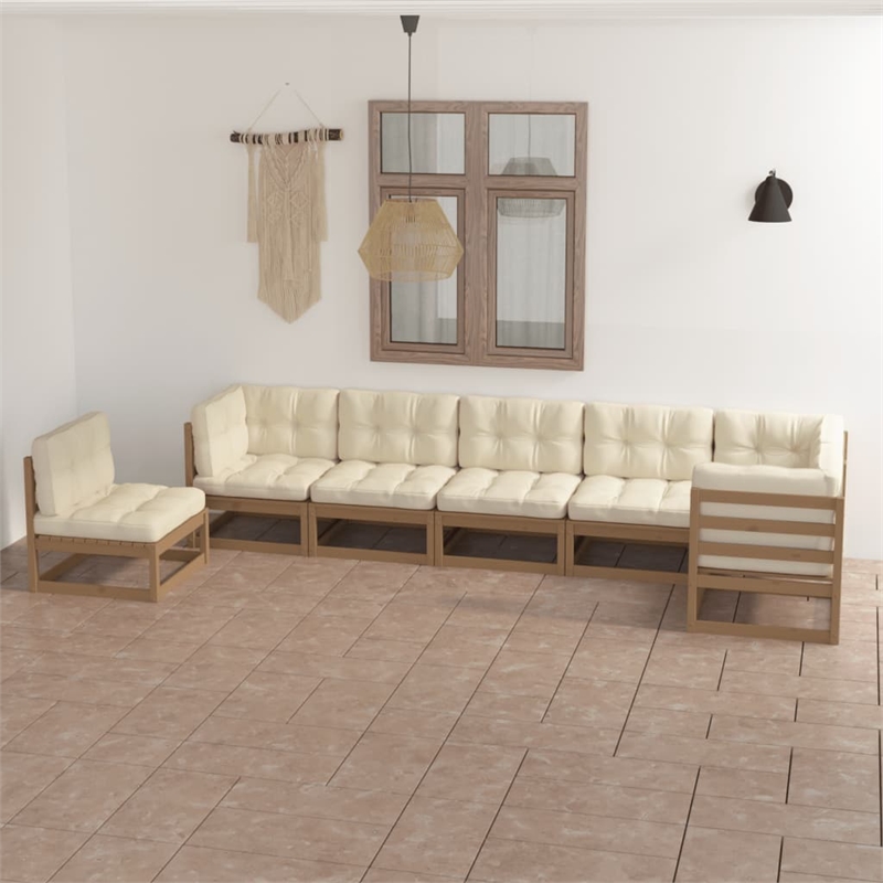 vidaXL 7 Piece Wood Garden Lounge Set in Brown
