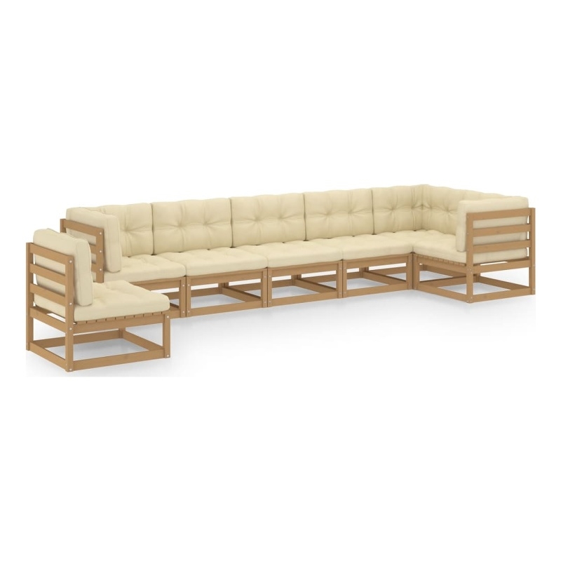 vidaXL 7 Piece Wood Garden Lounge Set in Brown