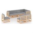 vidaXL 8 Piece Wood Small Garden Lounge Set in Gray/Natural