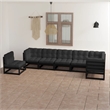 vidaXL 7 Piece Wood Garden Lounge Set in Black/Anthracite