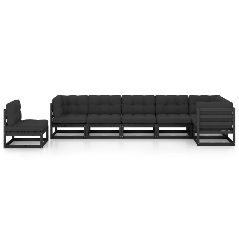 vidaXL 7 Piece Wood Garden Lounge Set in Black/Anthracite
