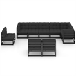 vidaXL 9 Piece Wood Large Garden Lounge Set in Black