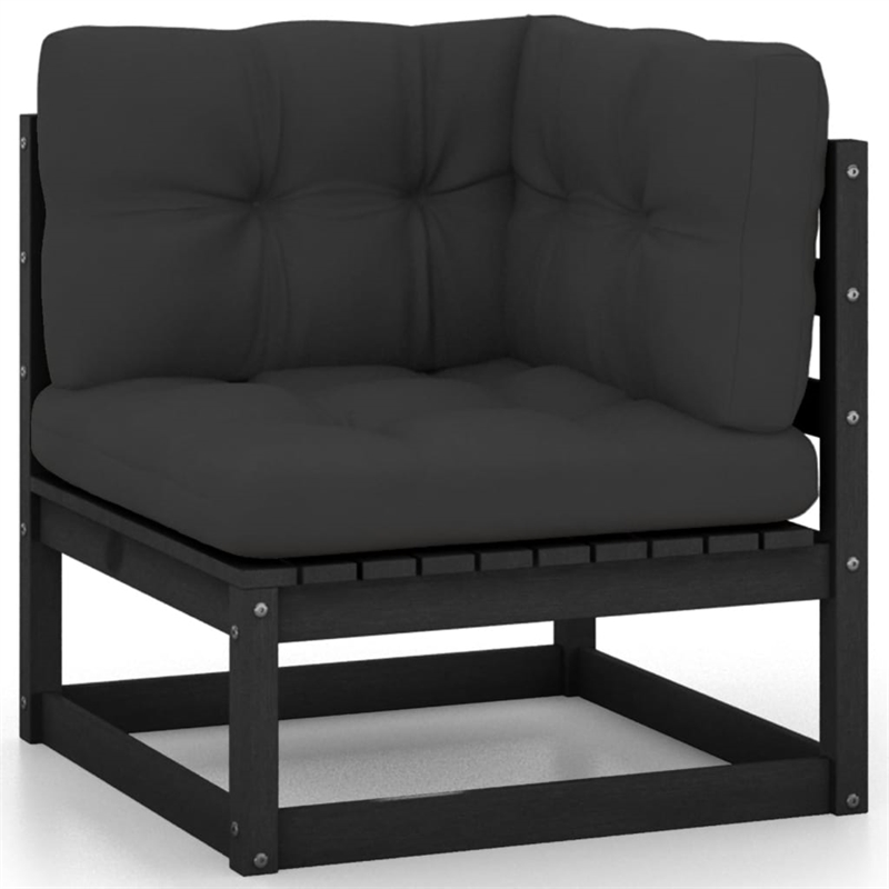 vidaXL 9 Piece Wood Large Garden Lounge Set in Black