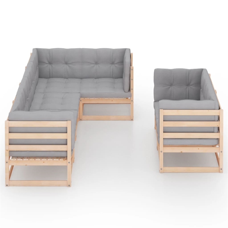 vidaXL 7 Piece Wood Garden Lounge Set in Gray/Natural
