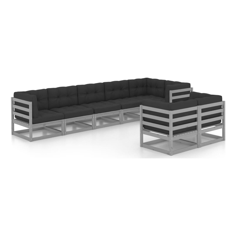 vidaXL 8 Piece Wood Garden Lounge Set in Gray/Anthracite