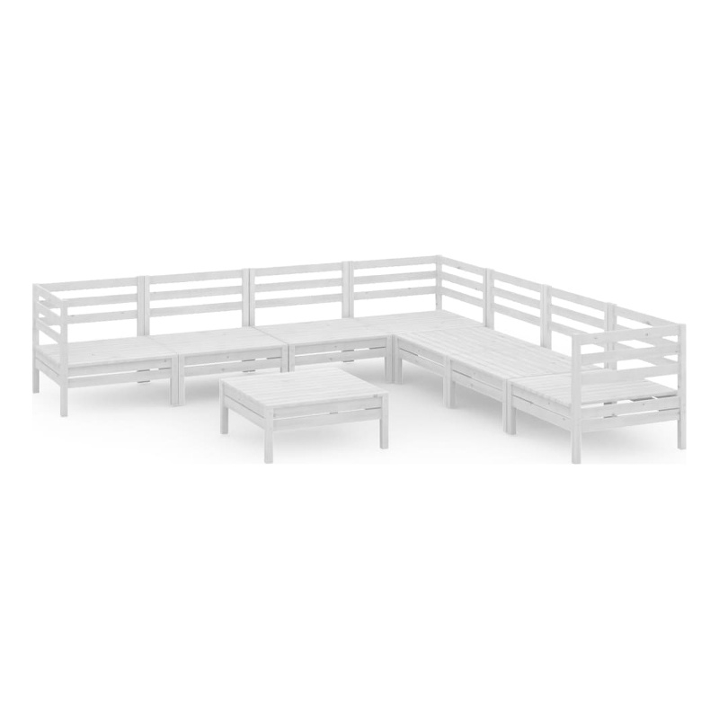 vidaXL 8 Piece Wood Medium Garden Lounge Set in White