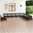 vidaXL 11 Piece Wood Large Garden Lounge Set in Black