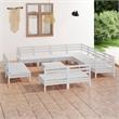 vidaXL 12 Piece Wood Large Garden Lounge Set in White
