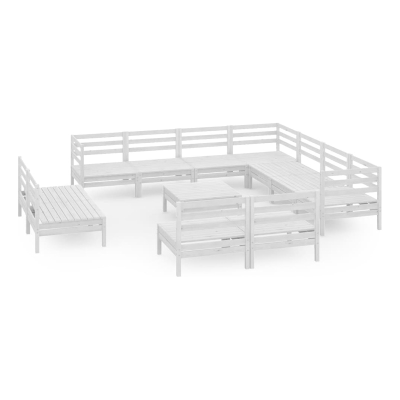 vidaXL 12 Piece Wood Large Garden Lounge Set in White