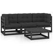 vidaXL 4 Piece Wood Garden Lounge Set in Black