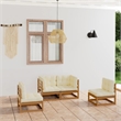 vidaXL 4 Piece Wood Garden Lounge Set in Brown/Cream