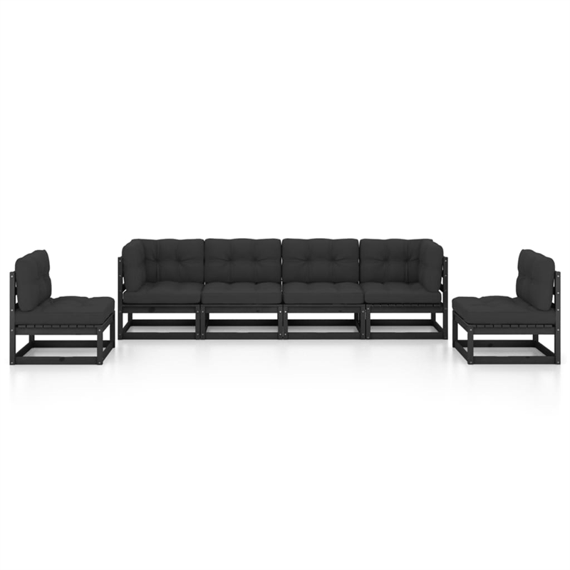 vidaXL 6 Piece Wood Garden Lounge Set in Black