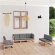 vidaXL 7 Piece Wood Garden Lounge Set in Gray/Natural