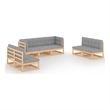 vidaXL 7 Piece Wood Garden Lounge Set in Gray/Natural