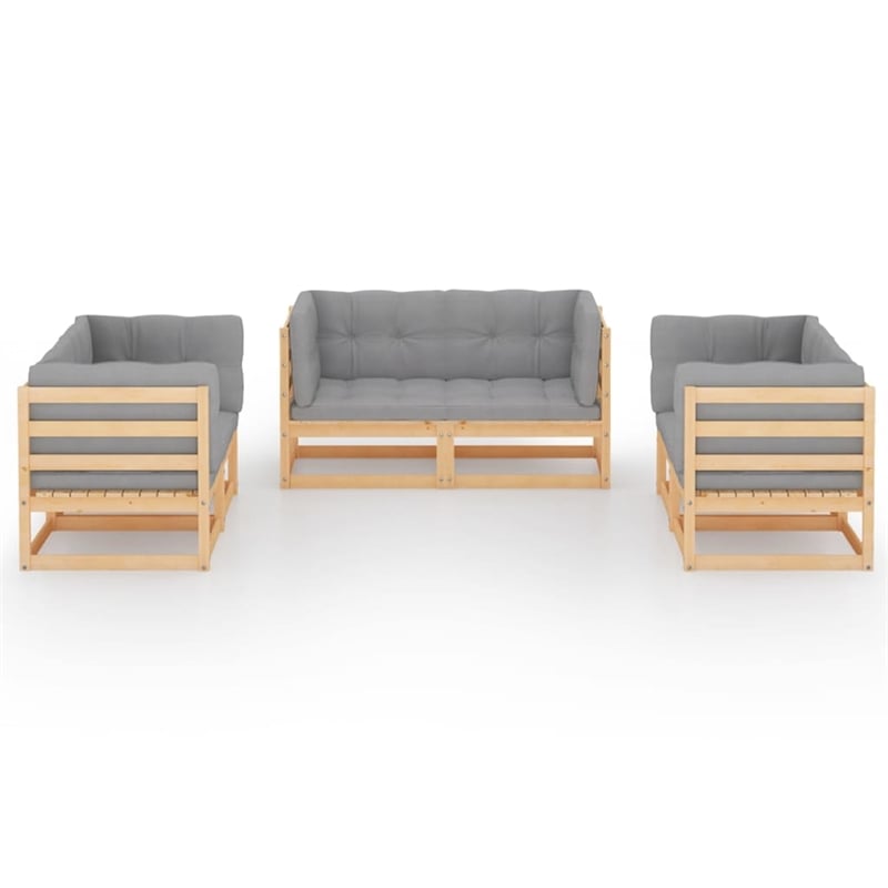 vidaXL 6 Piece Wood Medium Garden Lounge Set