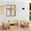 vidaXL 6 Piece Wood Garden Lounge Set in Brown/Cream