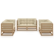 vidaXL 6 Piece Wood Garden Lounge Set in Brown/Cream