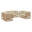vidaXL 6 Piece Wood Garden Lounge Set in Brown/Cream