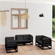 vidaXL 6 Piece Wood Garden Lounge Set in Black/Anthracite