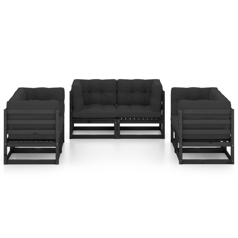 vidaXL 6 Piece Wood Garden Lounge Set in Black/Anthracite