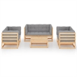 vidaXL 7 Piece Wood Small Garden Lounge Set in Gray/Natural