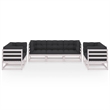 vidaXL 7 Piece Wood Large Garden Lounge Set in White/Anthracite