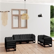 vidaXL 7 Piece Wood Garden Lounge Set in Black