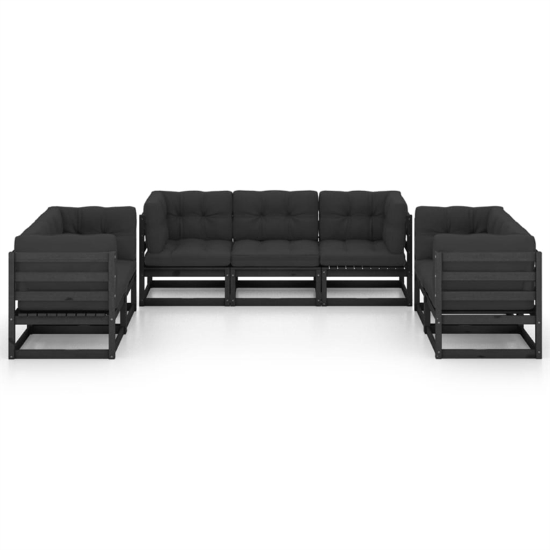 vidaXL 7 Piece Wood Garden Lounge Set in Black