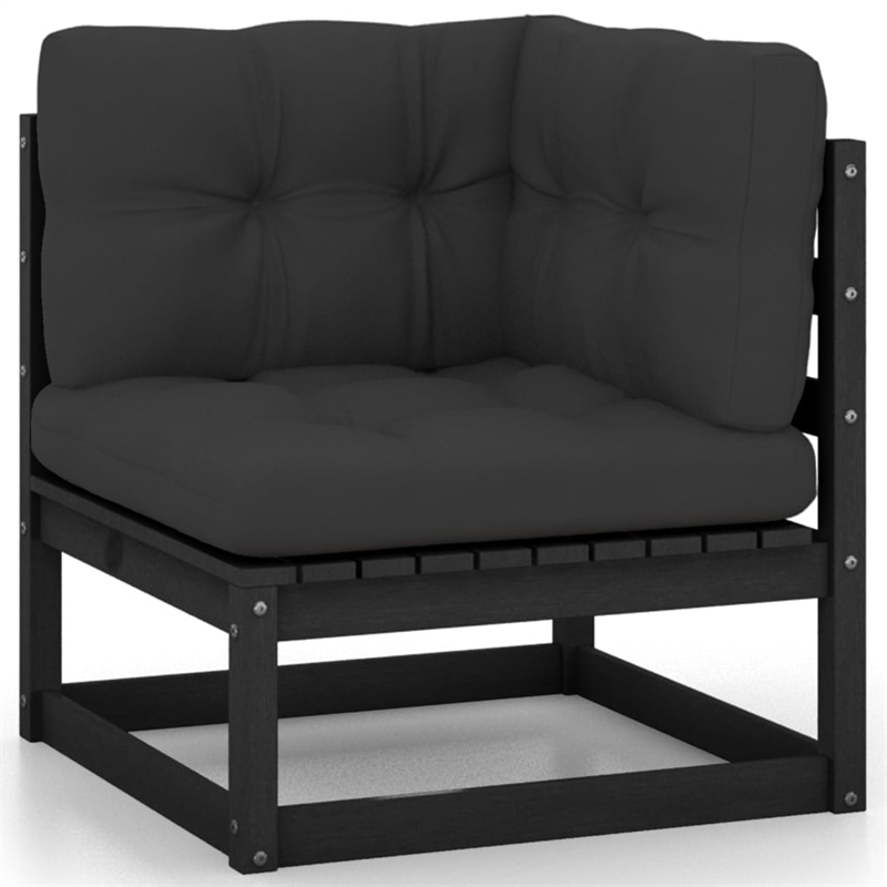 vidaXL 7 Piece Wood Garden Lounge Set in Black