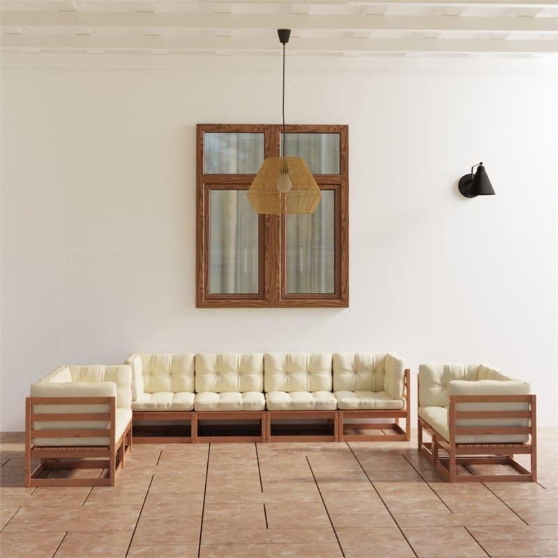 vidaXL 8 Piece Wood Garden Lounge Set in Brown