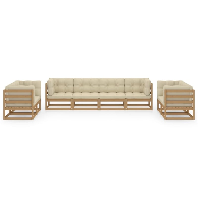 vidaXL 8 Piece Wood Garden Lounge Set in Brown