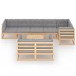 vidaXL 9 Piece Wood Garden Lounge Set in Gray/Natural
