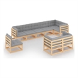 vidaXL 9 Piece Wood Small Garden Lounge Set in Gray/Natural
