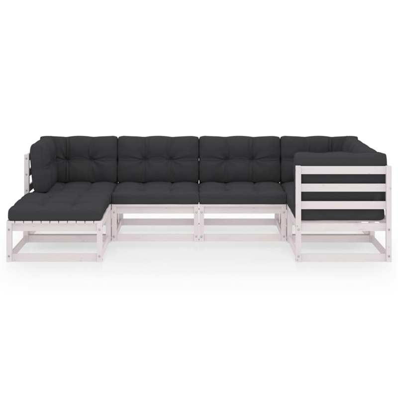 vidaXL 6 Piece Wood Garden Lounge Set in White